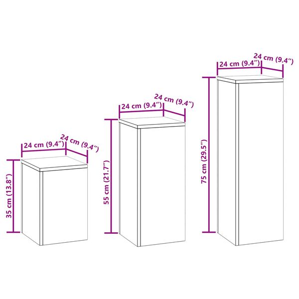 vidaXL Στήριξη φυτών 3 pcs Λευκό 24 x 24 x 75 εκ. Ατσάλι