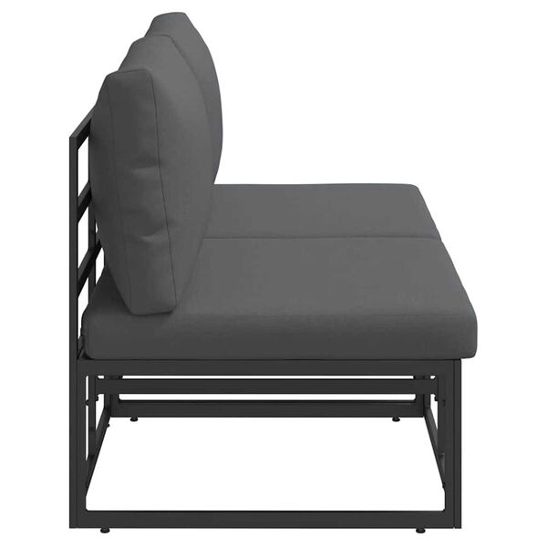 vidaXL Εξωτερικά Έπιπλα με μαξιλάρι με μαξιλάρι 2 pcs Μαύρο Αλουμίνιο