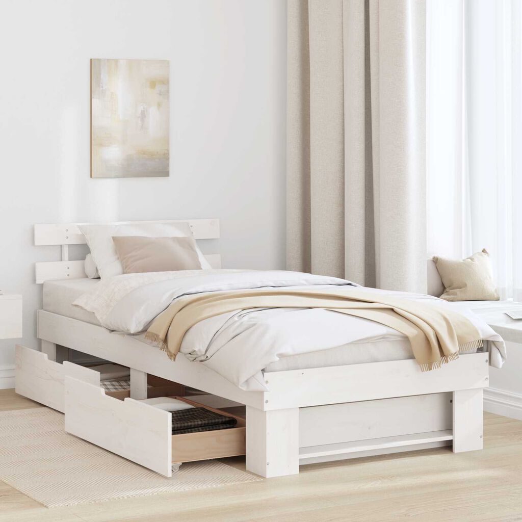 vidaXL Σκελετός Κρεβατιού Λευκό 80 x 200 cm Συμπαγές ξύλο πεύκου