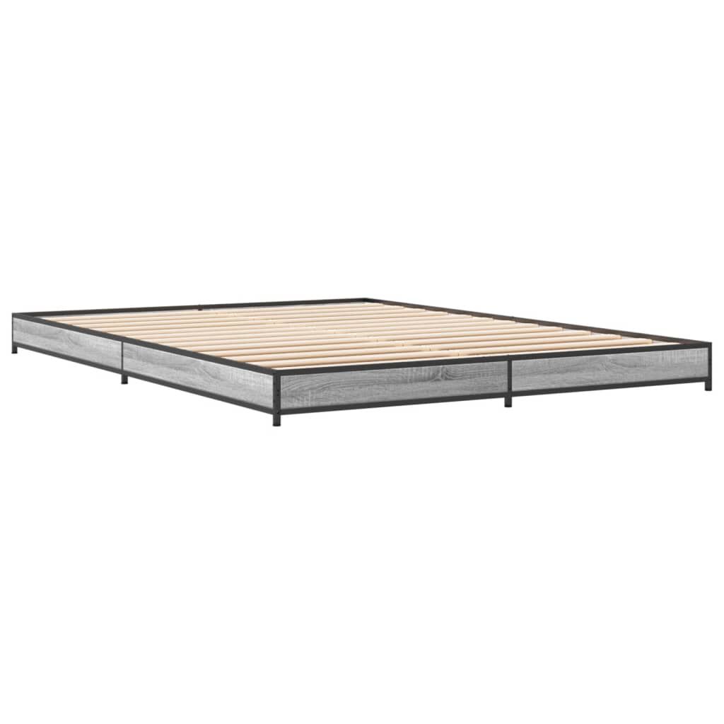 vidaXL Πλαίσιο Κρεβατιού Γκρι Sonoma 120x200 εκ. Επεξ. Ξύλο & Μέταλλο