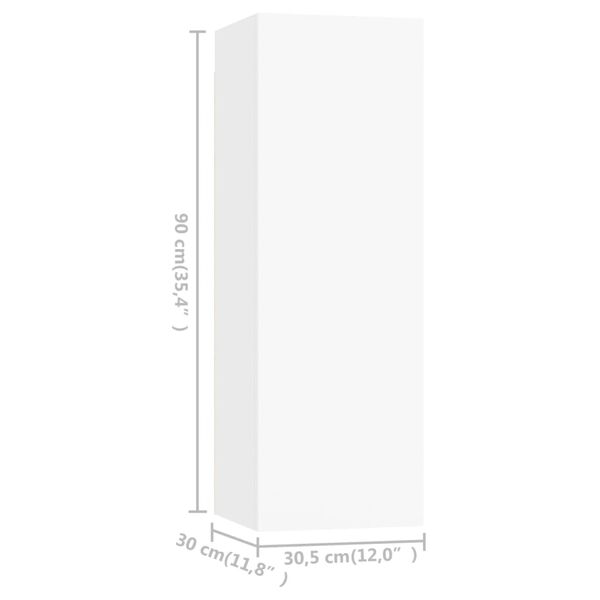 vidaXL Έπιπλα Τηλεόρασης 4 τεμ. Λευκά 30,5 x 30 x 90 εκ. Επεξ. Ξύλο
