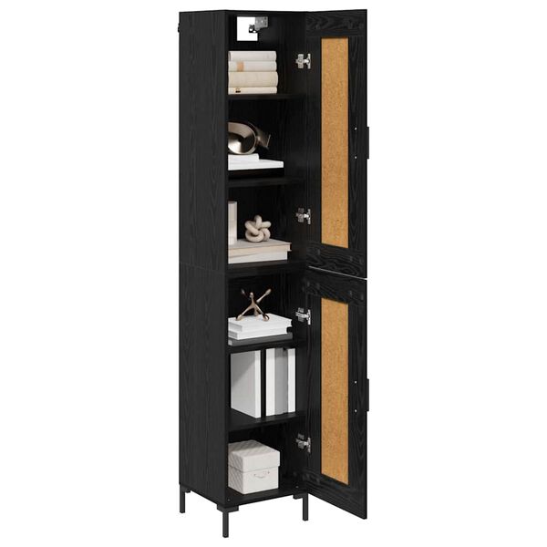 vidaXL Highboard &Mu;&alpha;ύ&rho;&eta; &Omicron;&xi;&upsilon;ά 34,5 x 34 x 180 &epsilon;&kappa;. &Epsilon;&pi;&epsilon;&xi;&epsilon;&rho;&gamma;&alpha;&sigma;&mu;έ&nu;&omicron; &xi;ύ&lambda;&omicron;