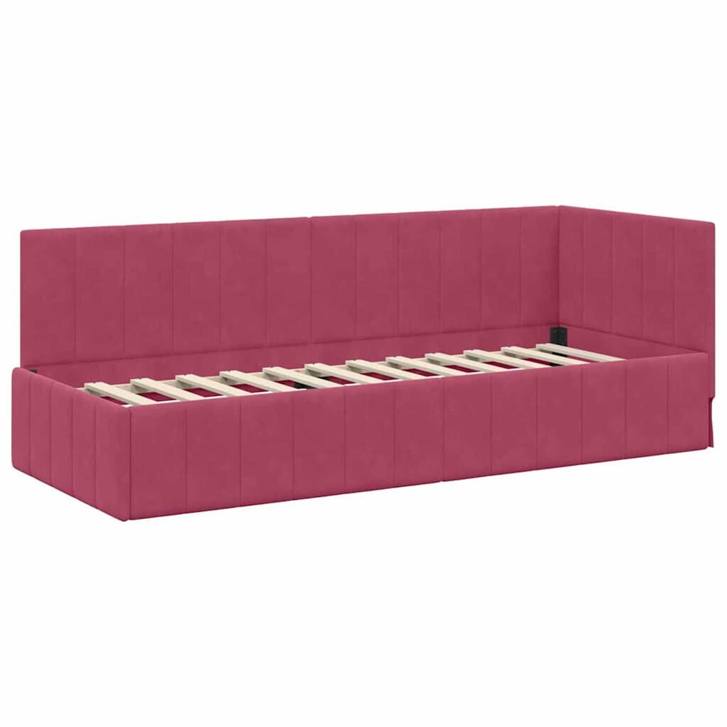 vidaXL Κρεβάτι Γωνίας με κεφαλάρι Μπορντό 80 x 200 cm Βελούδο