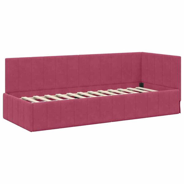 vidaXL Κρεβάτι Γωνίας με κεφαλάρι Μπορντό 80 x 200 cm Βελούδο