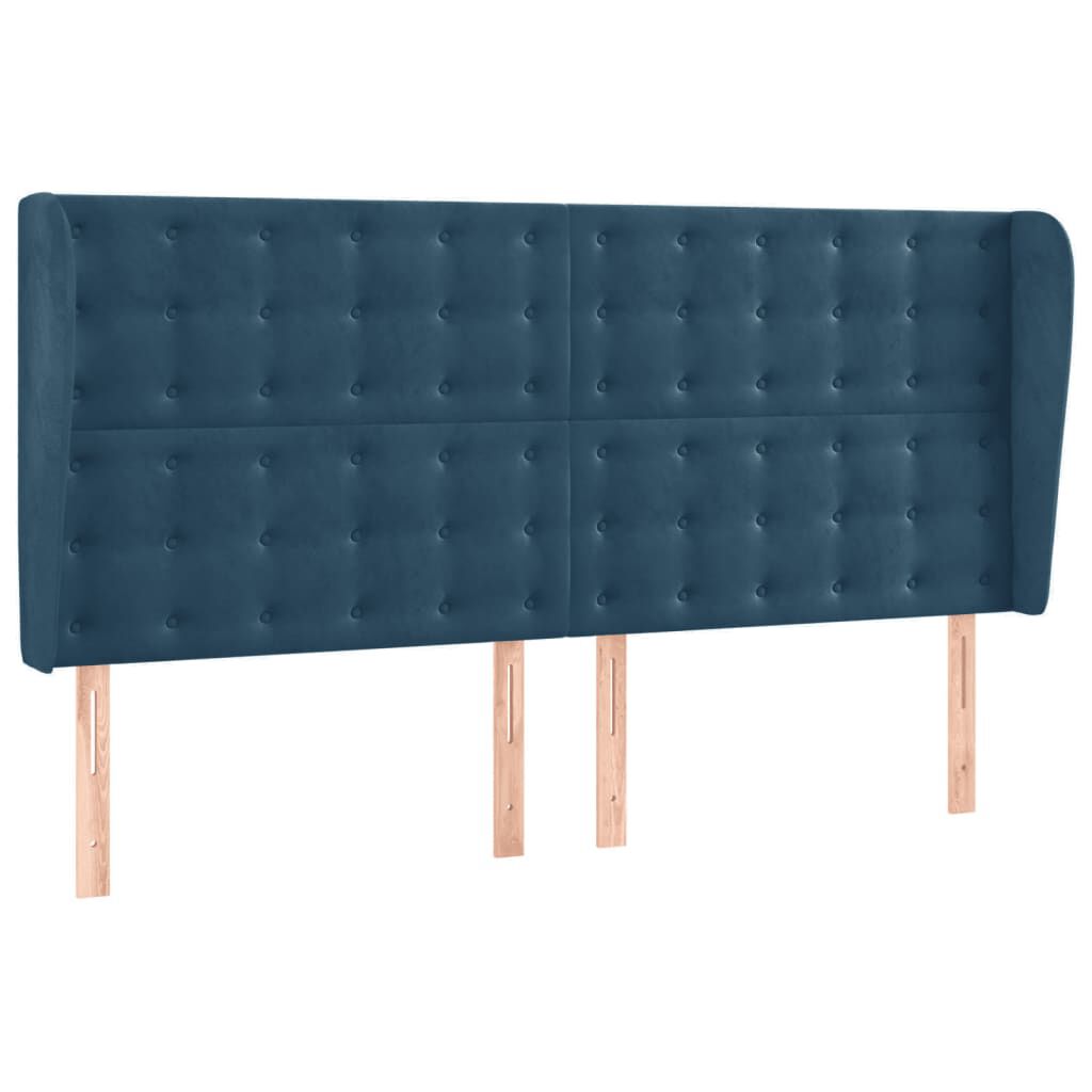 vidaXL Κρεβάτι Boxspring με Στρώμα & LED Σκ. Μπλε 200x200εκ. Βελούδινο