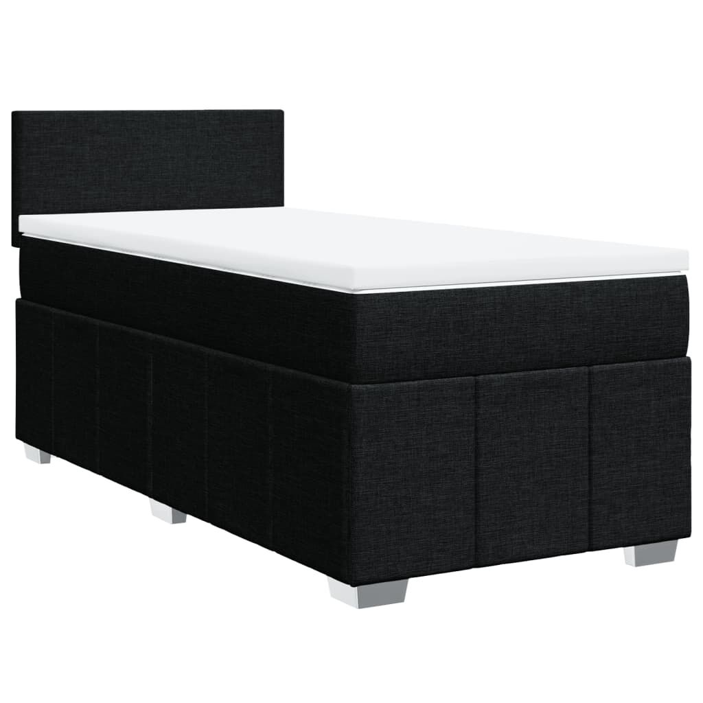 vidaXL Κρεβάτι Boxspring με Στρώμα Μαύρο 90x200 εκ. Υφασμάτινο