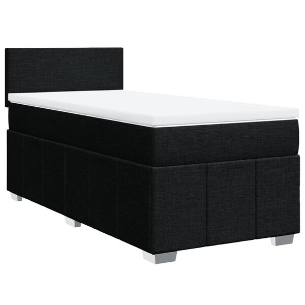 vidaXL Κρεβάτι Boxspring με Στρώμα Μαύρο 90x200 εκ. Υφασμάτινο