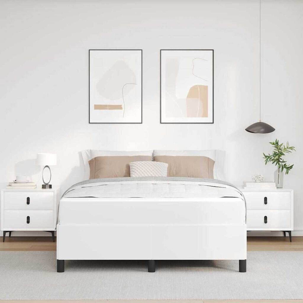 vidaXL Σκελετός κρεβατιού με στρώμα Λευκό 140 x 190 cm Τεχνητό δέρμα