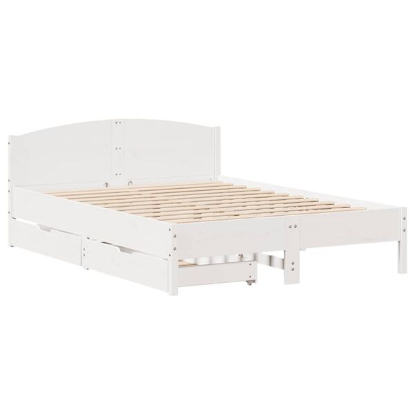 vidaXL Σκελετός Κρεβ. Χωρίς Στρώμα Λευκό 140x200 εκ Μασίφ Πεύκο