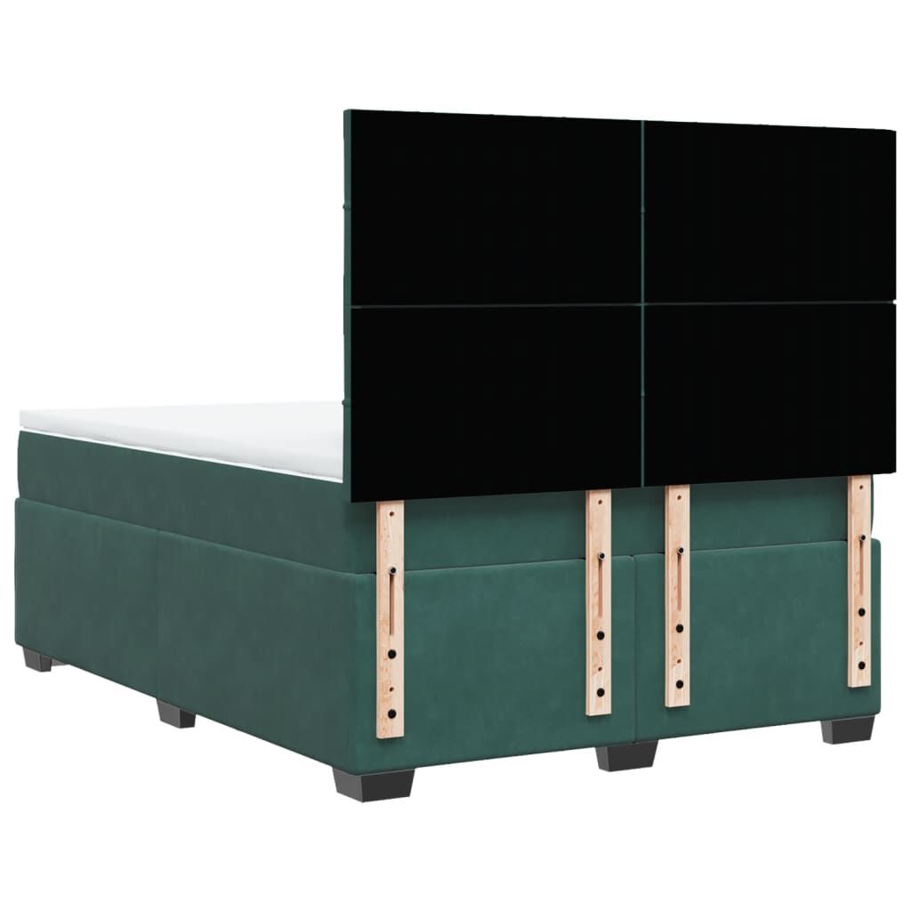 vidaXL Κρεβάτι Boxspring με Στρώμα Σκούρο Πράσινο 140x190εκ. Βελούδινο