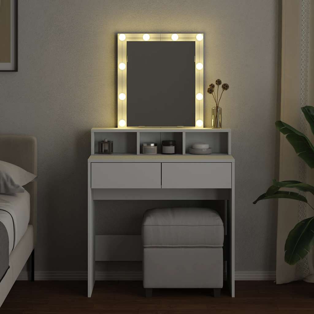 vidaXL Μπουντουάρ με LED Λευκό 80 x 41 x 144,5 εκ.