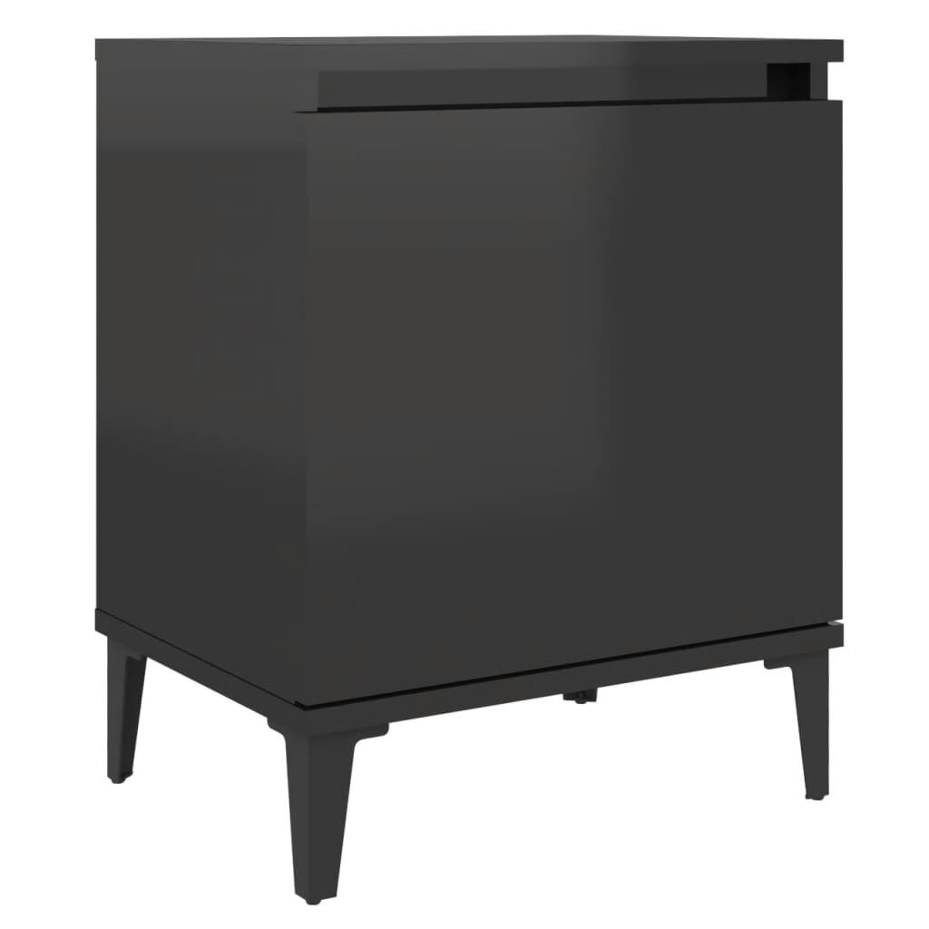 vidaXL Κομοδίνα Γυαλιστερό Μαύρο 40 x 30 x 50 εκ. με Μεταλλικά Πόδια