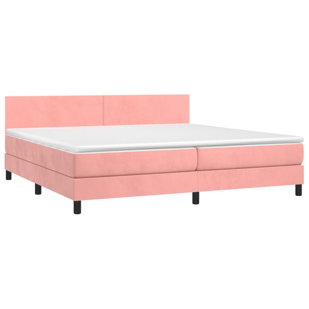 vidaXL Κρεβάτι Boxspring με Στρώμα Ροζ 200x200 εκ. Βελούδινο