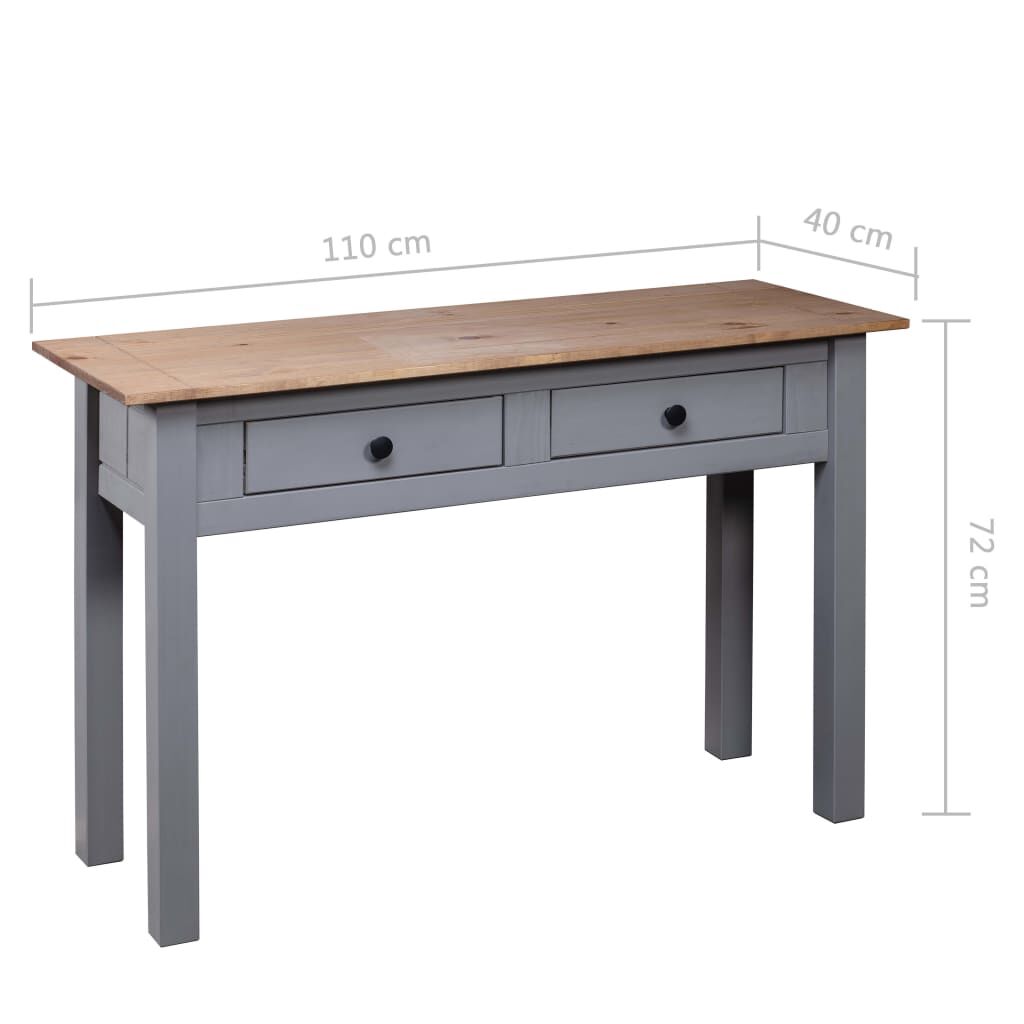 vidaXL Κονσόλα Τραπέζι Γκρι 110x40x72εκ Μασίφ ξύλο πεύκου Σειρά Panama