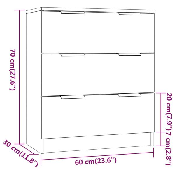 vidaXL Ντουλάπι Γκρι Sonoma 60 x 30 x 70 εκ. από Επεξεργασμένο Ξύλο