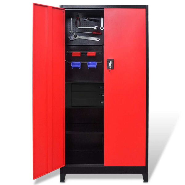 vidaXL Ντουλάπα Εργαλείων με Εργαλ. Μαύρη/Κόκκινη 90x40x180εκ Ατσάλ.