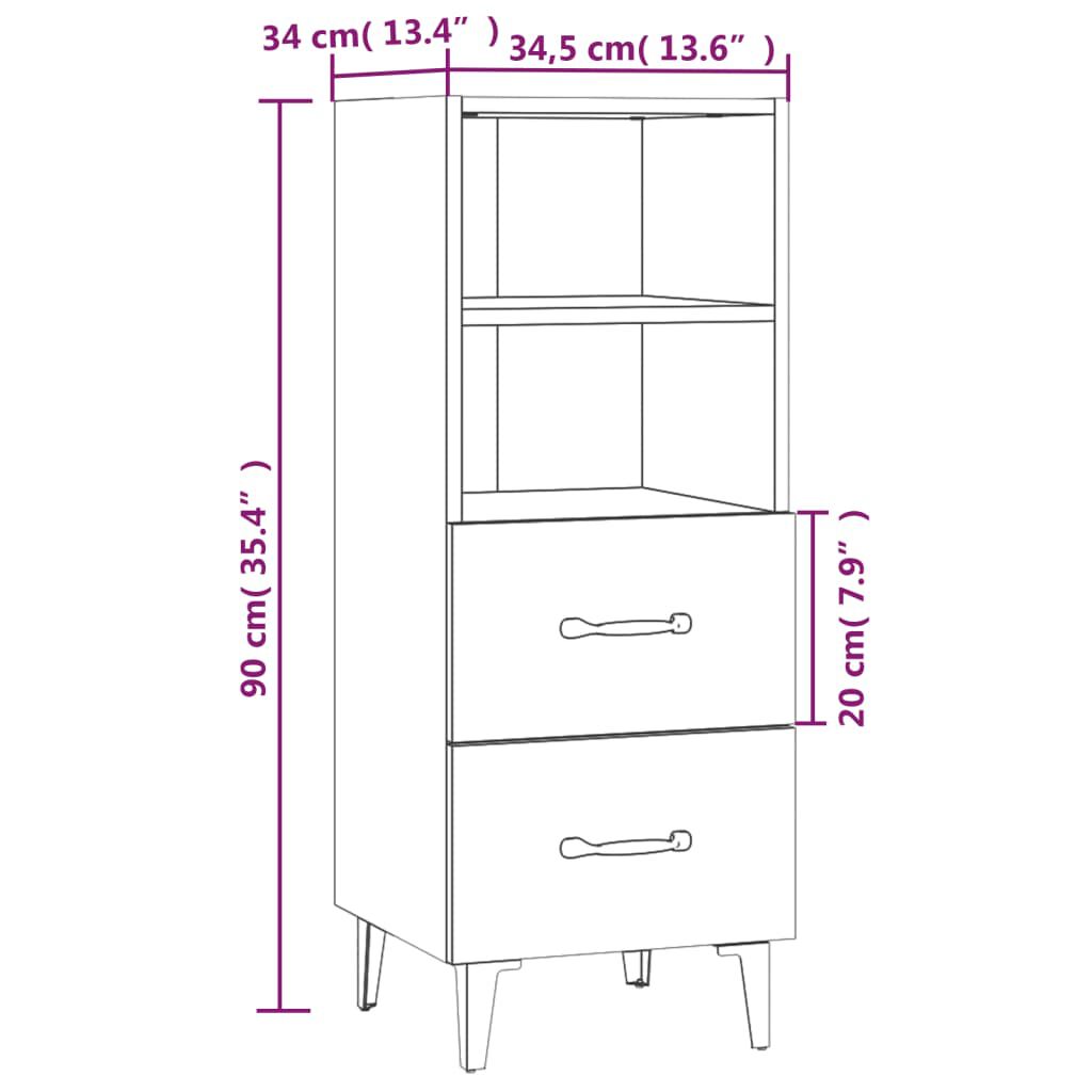 vidaXL Ντουλάπι Γκρι Σκυροδέματος 34,5x34x90 εκ. Επεξεργασμένο Ξύλο