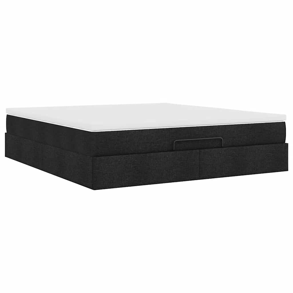 vidaXL Οθωμανικό κρεβάτι με στρώμα Μαύρο 180x200cm Ύφασμα