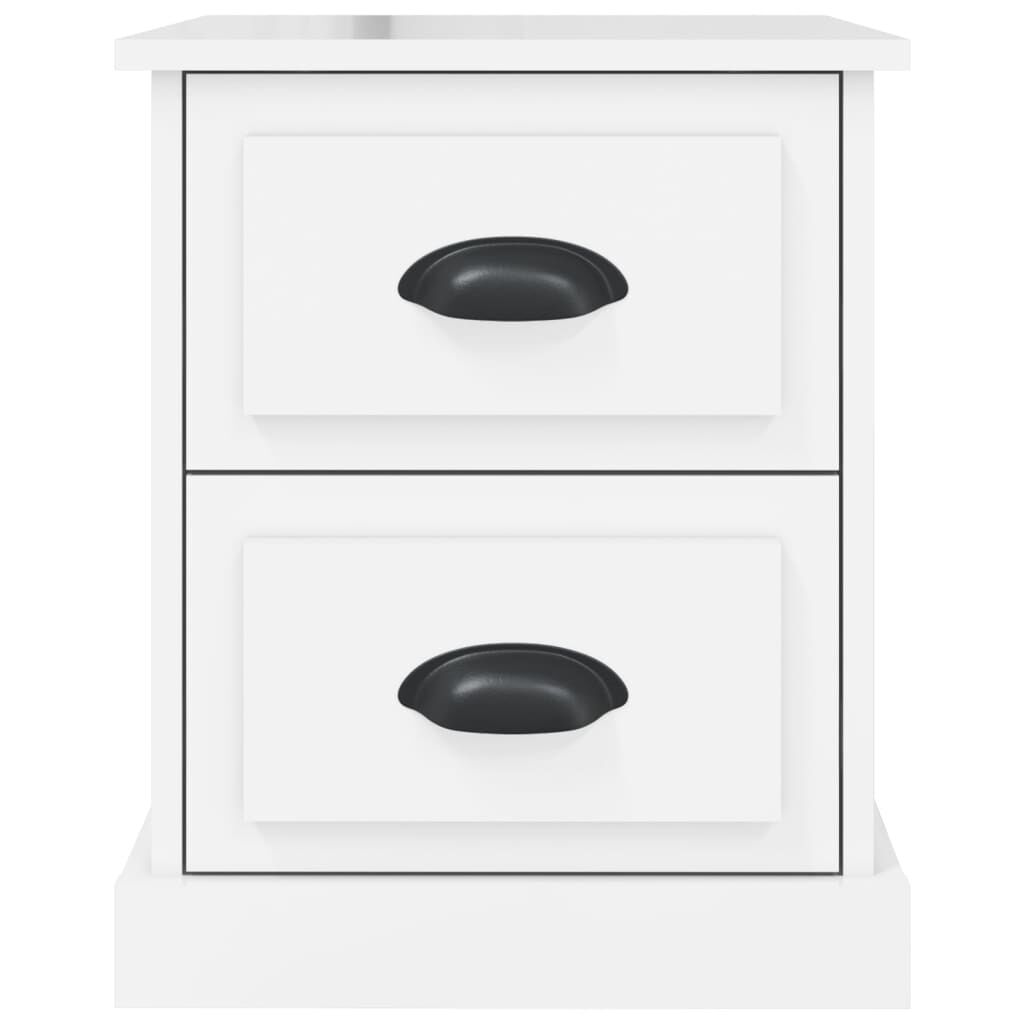 vidaXL Κομοδίνα 2 τεμ. Γυαλ. Λευκό 39x39x47,5 εκ. Επεξεργασμένο Ξύλο