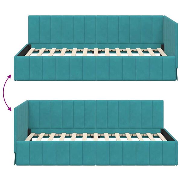 vidaXL Κρεβάτι Γωνίας με κεφαλάρι Τιρκουάζ 100 x 200 cm Βελούδο