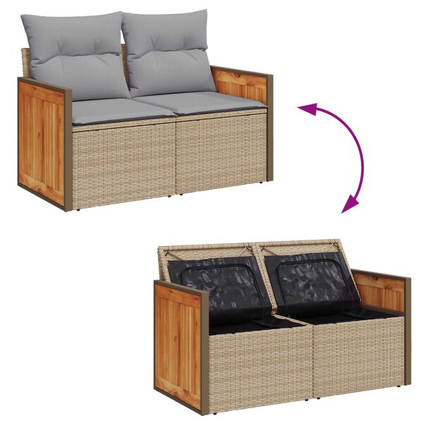 vidaXL Σετ Καναπέ Κήπου 9 pcs Μπεζ 90 x 55 x 71 cm συνθετικό ρατάν