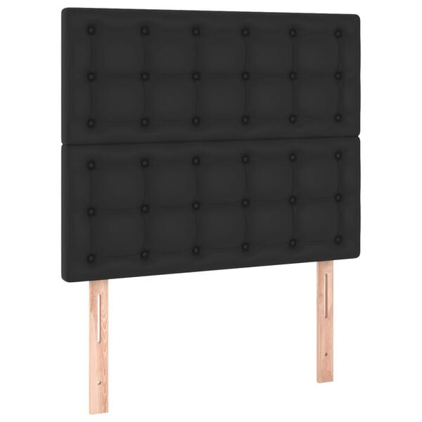 vidaXL Κρεβάτι Boxspring με Στρώμα Μαύρο 90x190εκ. από Συνθετικό Δέρμα