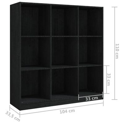vidaXL Βιβλιοθήκη/Διαχωριστικό Χώρου Μαύρο 104x33,5x110 εκ Μασίφ Πεύκο