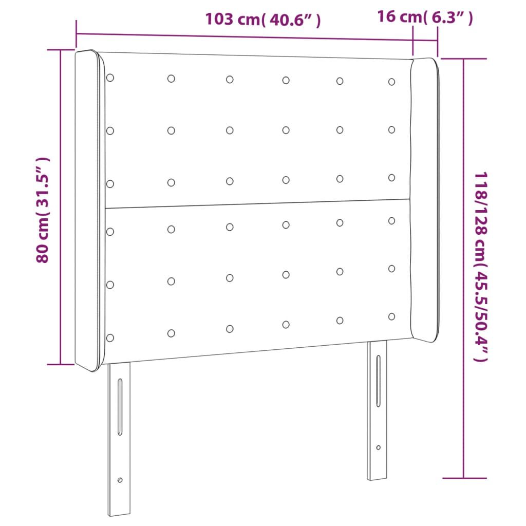 vidaXL Κεφαλάρι Κρεβατιού LED Μαύρο 103x16x118/128 εκ. Βελούδινο