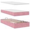 vidaXL Οθωμανικό κρεβάτι με στρώματα ροζ 200x200cm Velvet