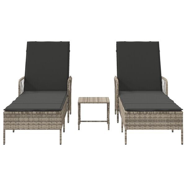 vidaXL Ξαπλώστρα 2 pcs Ανοιχτό γκρι 35 x 35 x 32 εκ. συνθετικό ρατάν