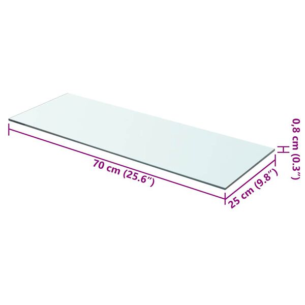 vidaXL Ράφι Πάνελ Διάφανο 70 x 25 εκ. Γυάλινο