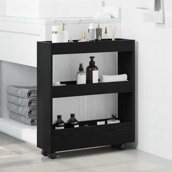 vidaXL Λεπτό Καρότσι Αποθήκευσης Μαύρη Οξυά 60 x 18 x 70 εκ
