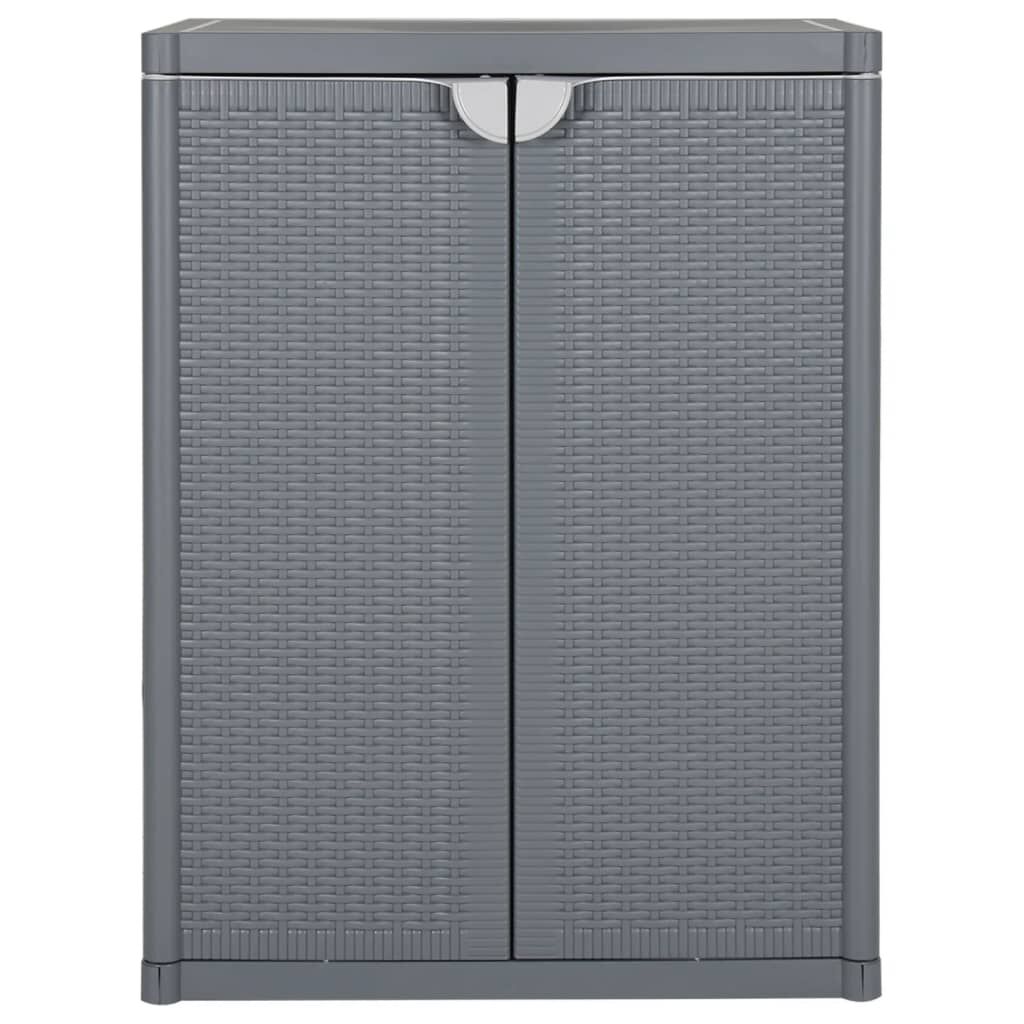 vidaXL Ντουλάπι Αποθήκευσης Κήπου Γκρι 65x45x88 εκ. από Ρατάν PP