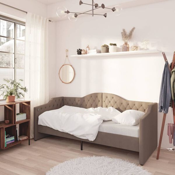 vidaXL &Kappa;&alpha;&nu;&alpha;&pi;έ&sigmaf; &Kappa;&rho;&epsilon;&beta;ά&tau;&iota; &mu;&epsilon; Έ&xi;&omicron;&delta;&omicron; USB Taupe 90 x 200 &epsilon;&kappa;. &Upsilon;&phi;&alpha;&sigma;&mu;ά&tau;&iota;&nu;&omicron;&sigmaf;