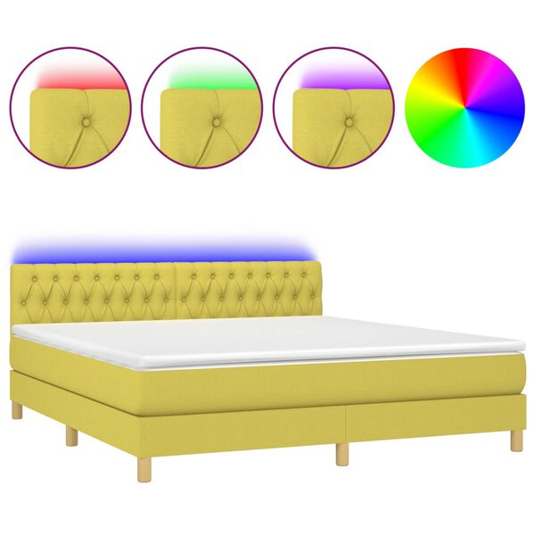 vidaXL &Kappa;&rho;&epsilon;&beta;ά&tau;&iota; Boxspring &mu;&epsilon; &Sigma;&tau;&rho;ώ&mu;&alpha; & LED &Pi;&rho;ά&sigma;&iota;&nu;&omicron; 180x200 &epsilon;&kappa; &Upsilon;&phi;&alpha;&sigma;&mu;ά&tau;&iota;&nu;&omicron;