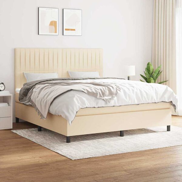 vidaXL &Kappa;&rho;&epsilon;&beta;ά&tau;&iota; Boxspring &mu;&epsilon; &Sigma;&tau;&rho;ώ&mu;&alpha; &Kappa;&rho;&epsilon;&mu; 160x200 &epsilon;&kappa;. &Upsilon;&phi;&alpha;&sigma;&mu;ά&tau;&iota;&nu;&omicron;