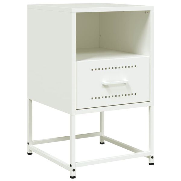 vidaXL Κομοδίνο Λευκό 36x39x60,5 εκ. από Χάλυβα