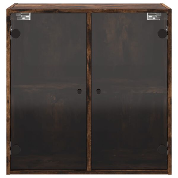 vidaXL Ντουλάπι Τοίχου Καπνιστή Δρυς 68x37x68,5 εκ. Γυάλινες Πόρτες