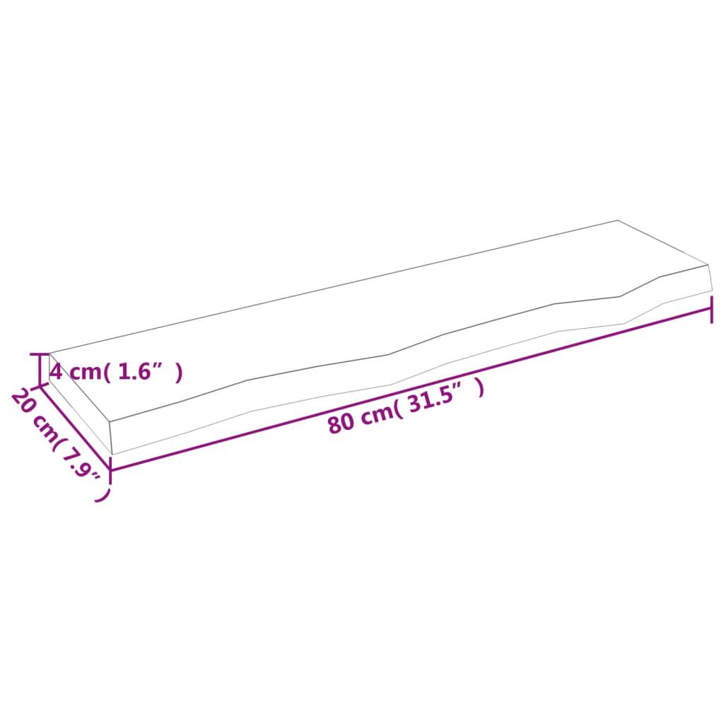 vidaXL Ράφι Τοίχου Ανοιχτό Καφέ 80x20x4 εκ. Επεξεργ. Μασίφ Ξύλο Δρυός