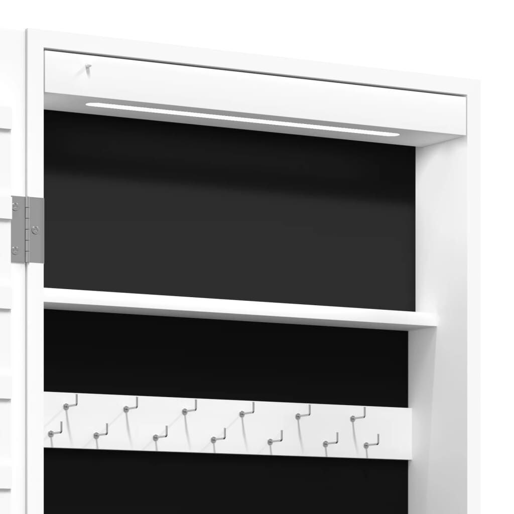 vidaXL Έπιπλο Κοσμημάτων με Καθρέφτη/LED Φώτα Επιτοίχιο Λευκό