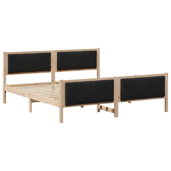 vidaXL Σκελετός Κρεβατιού με κεφαλάρι Μαύρο 180 x 200 cm ύφασμα