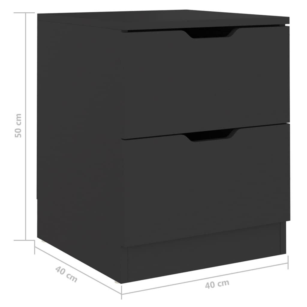 vidaXL Κομοδίνα 2 τεμ. Μαύρα 40 x 40 x 50 εκ. από Επεξεργασμένο Ξύλο