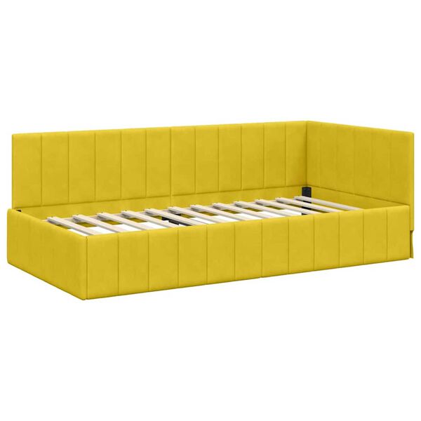 vidaXL Κρεβάτι Γωνίας με κεφαλάρι Κίτρινο 90 x 200 cm Βελούδο