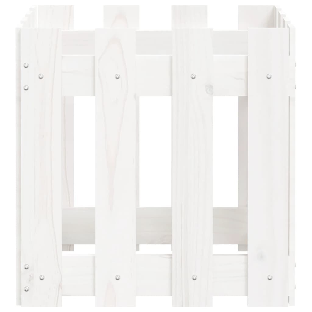 vidaXL Ζαρντινιέρα με Σχέδιο Φράχτη Λευκή 40 x 40 x 40 εκ. Μασίφ Πεύκο