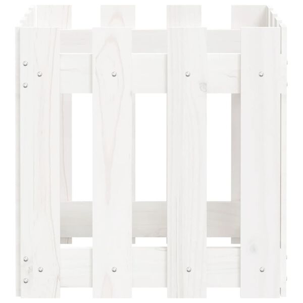 vidaXL Ζαρντινιέρα με Σχέδιο Φράχτη Λευκή 40 x 40 x 40 εκ. Μασίφ Πεύκο