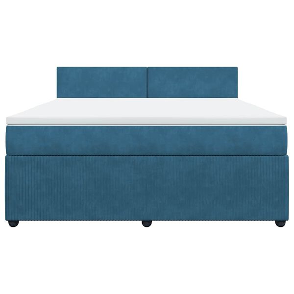vidaXL Κρεβάτι Boxspring με Στρώμα Μπλε 180x200 εκ. Βελούδινο
