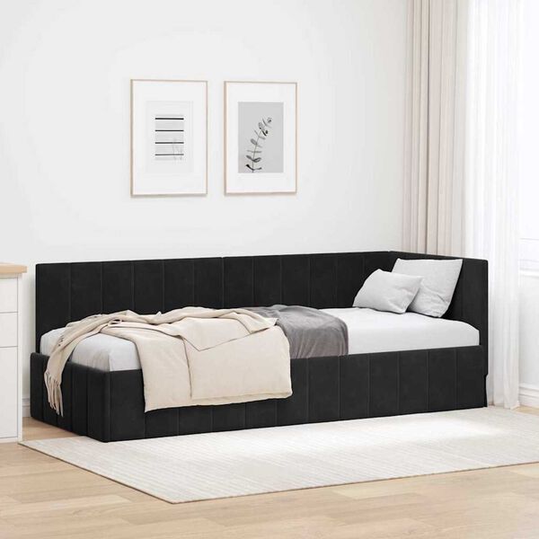 vidaXL Κρεβάτι Γωνίας με κεφαλάρι Μαύρο 80 x 200 cm Βελούδο