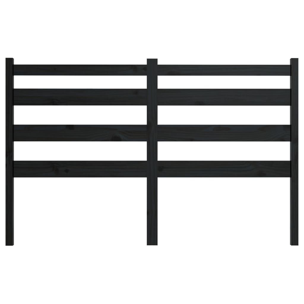 vidaXL Κεφαλάρι Κρεβατιού Μαύρο 126 x 4 x 100 εκ. Μασίφ Ξύλο Πεύκου