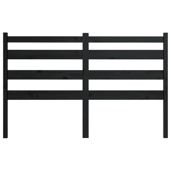 vidaXL Κεφαλάρι Κρεβατιού Μαύρο 126 x 4 x 100 εκ. Μασίφ Ξύλο Πεύκου