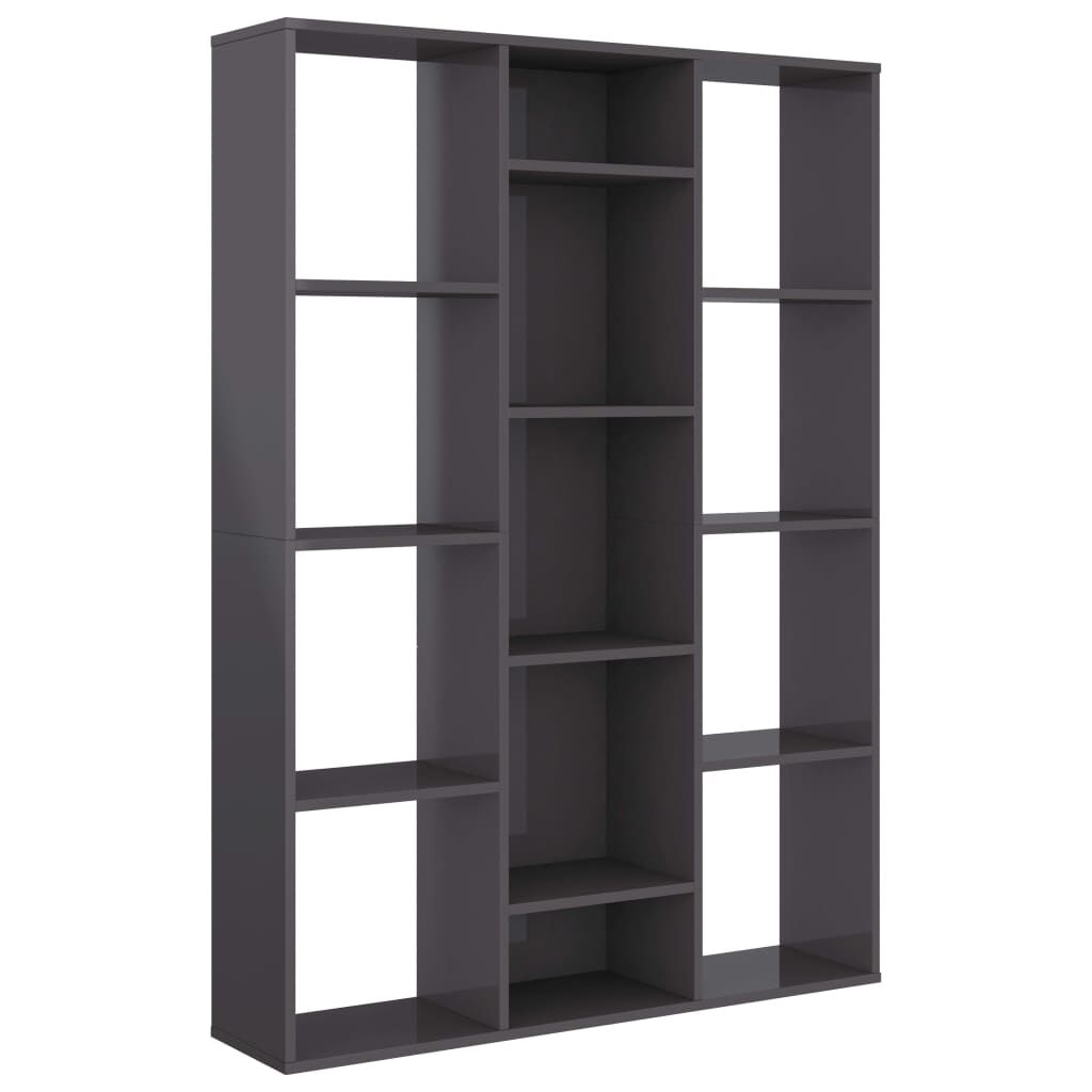 vidaXL Διαχωριστικό/Βιβλιοθήκη Γυαλ. Γκρι 100x24x140 εκ. Μοριοσανίδα